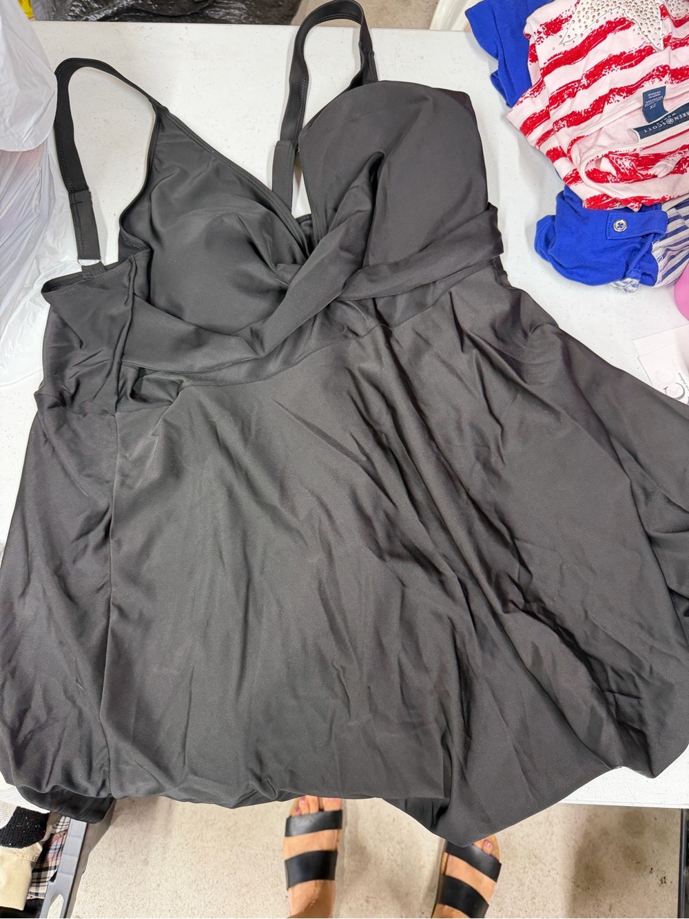 SHEIN Black One-Piece Swim Dress with Supportive Cups